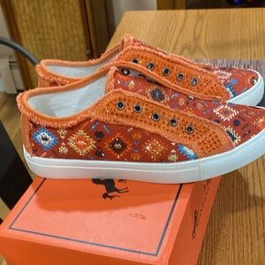 Montana West Orange Multi Slip On Sneaker